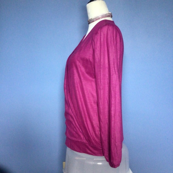 Magenta Banana Republic Draped Top Petite Medium - Picture 5 of 7